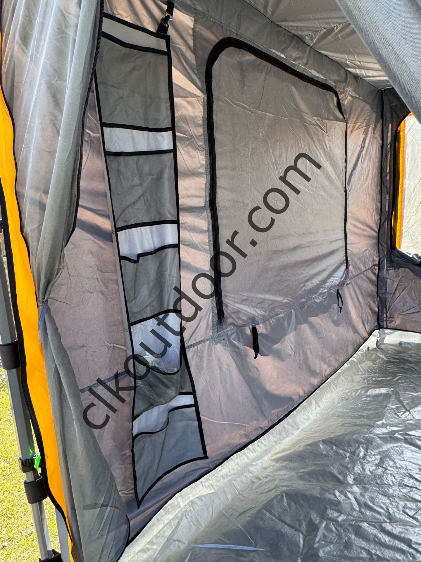 CLK 3x3 mt 40 mm İskelet Yeni Nesil 2 Kapı 4 Pencere Gazebo Portatif Kamp Çadırı Gri Sarı
