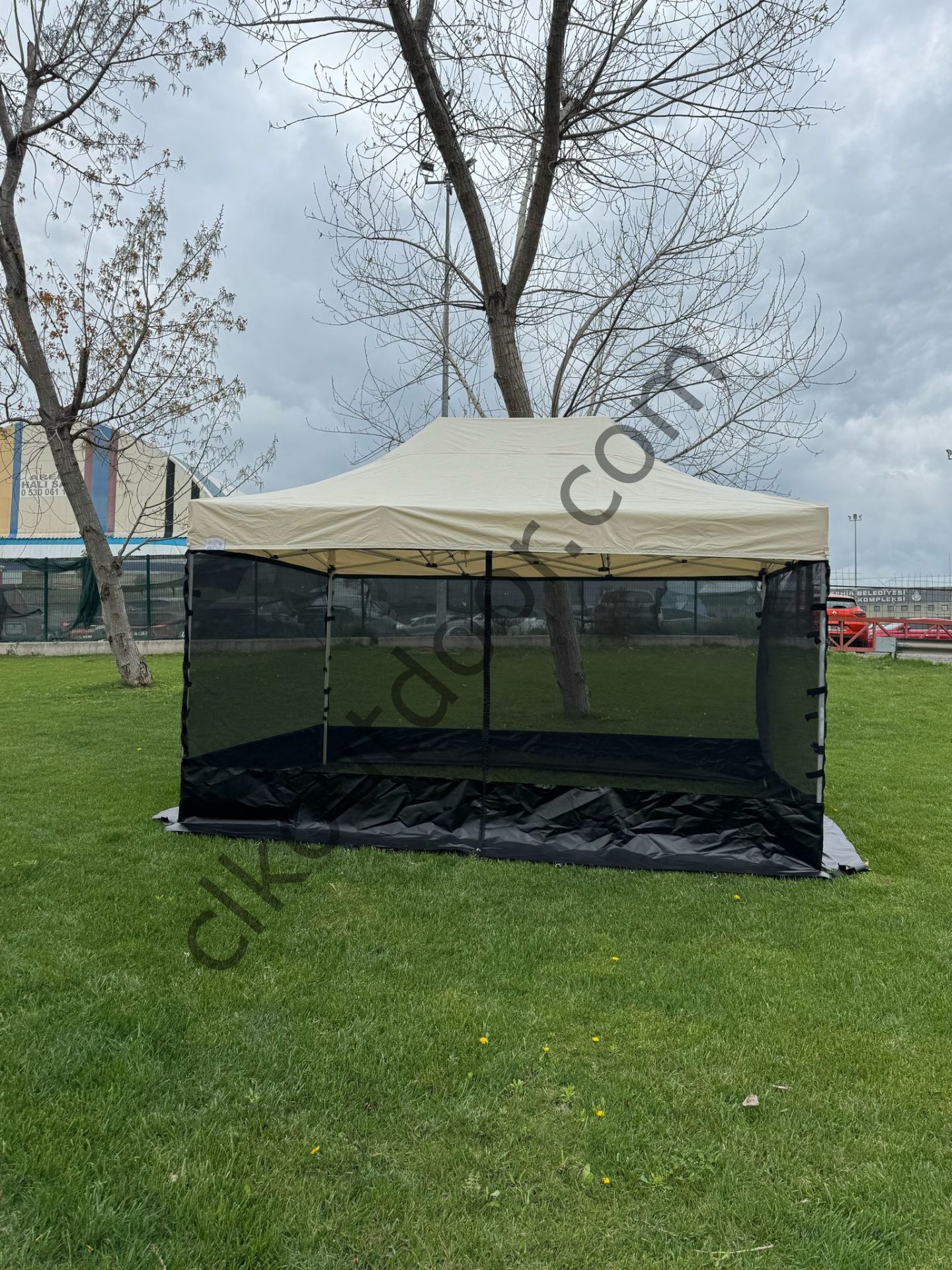 CLK 3x4,5 Metre Gazebo 30 mm Porfil Bungalow Dekoratif Garden Model Sineklikli Perde Katlanır Portatif Bahçe Çadır Tente Çardak Turuncu