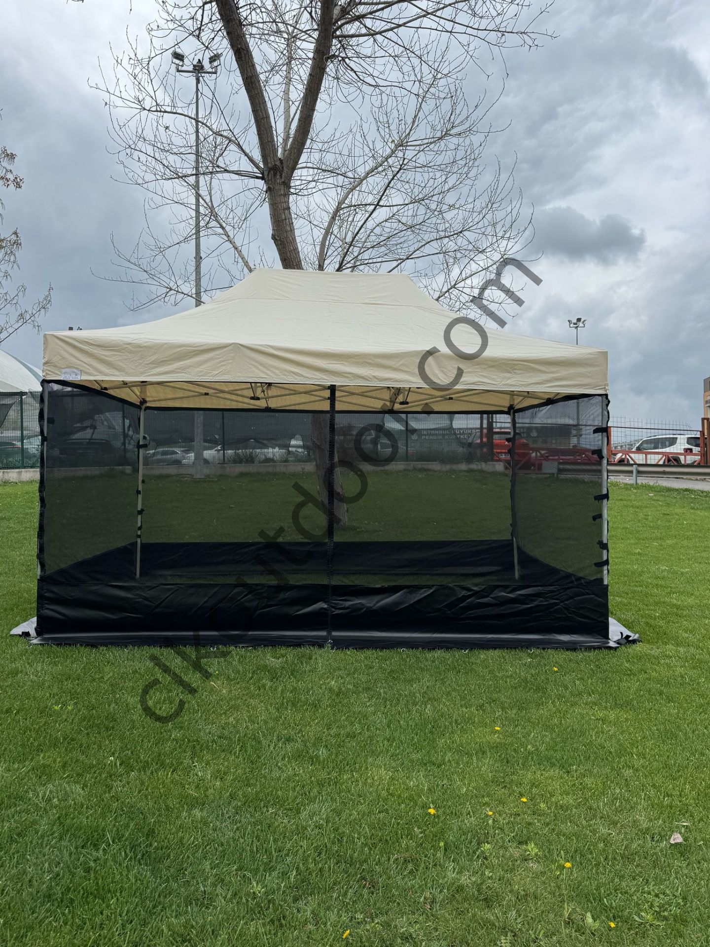 CLK 3x4,5 Metre Gazebo 30 mm Porfil Bungalow Dekoratif Garden Model Sineklikli Perde Katlanır Portatif Bahçe Çadır Tente Çardak Turuncu