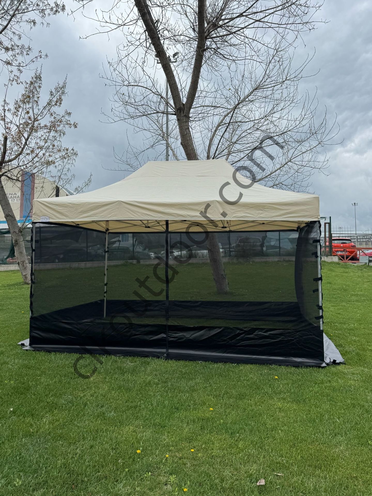 CLK 3x4,5 Metre Gazebo 30 mm Porfil Bungalow Dekoratif Garden Model Sineklikli Perde Katlanır Portatif Bahçe Çadır Tente Çardak Turuncu
