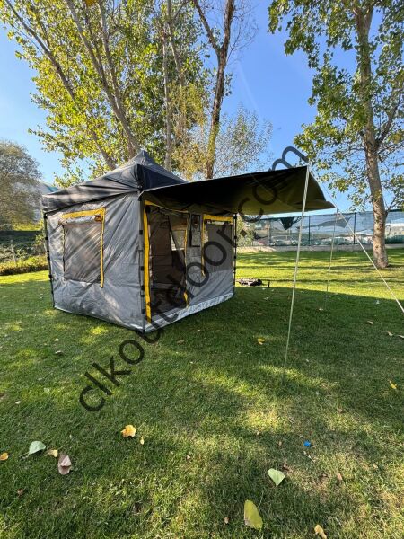 CLK 3x3 Metre 30mm Yeni Nesil 2 Kapı 4 Pencereli Gazebo Kamp Çadırı Portatif TENTELİ Model Gri