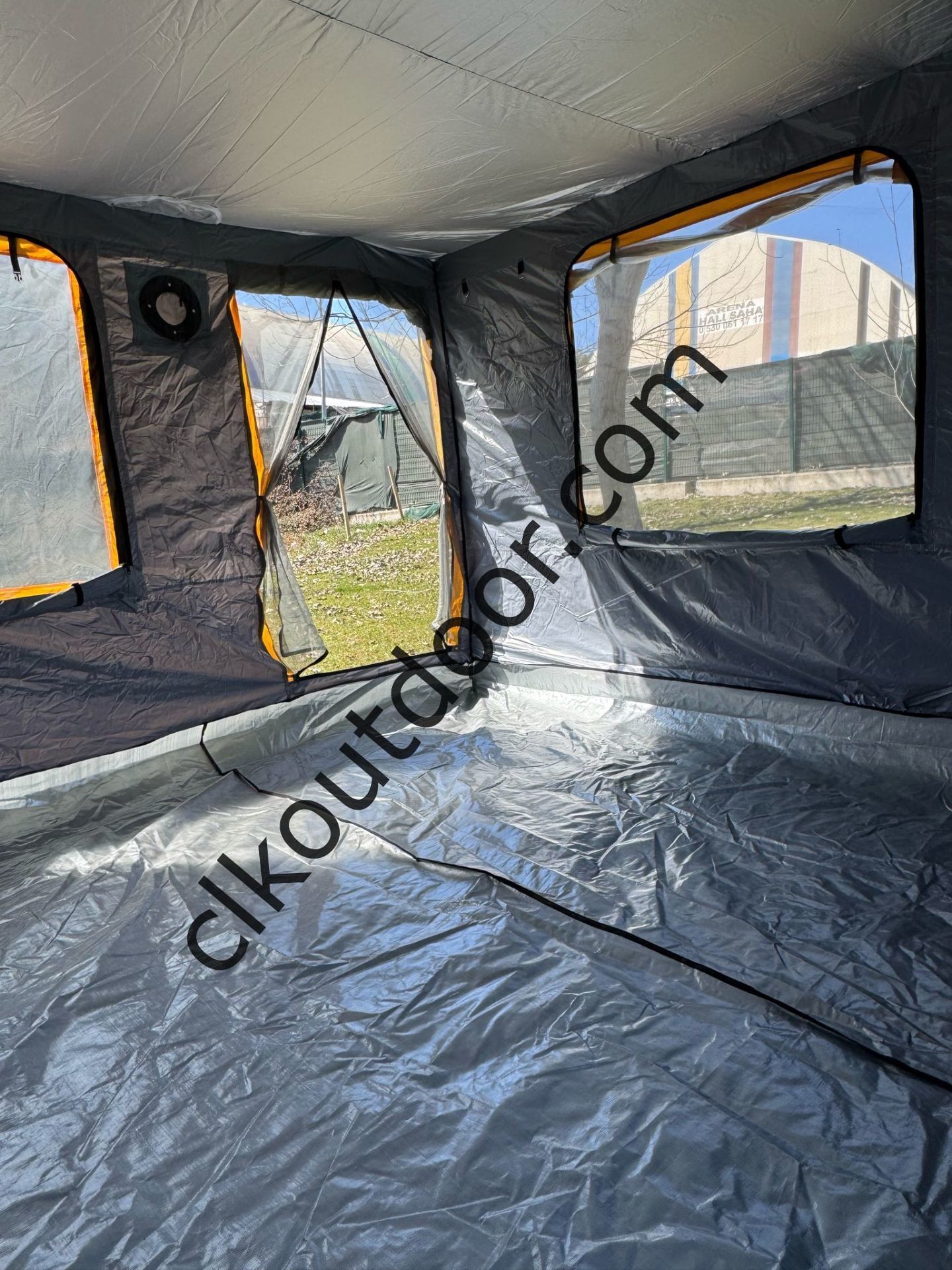 CLK 3x3 mt 40 mm İskelet Yeni Nesil 2 Kapı 4 Pencere TENTELİ Gazebo Portatif Kamp Çadırı Gri
