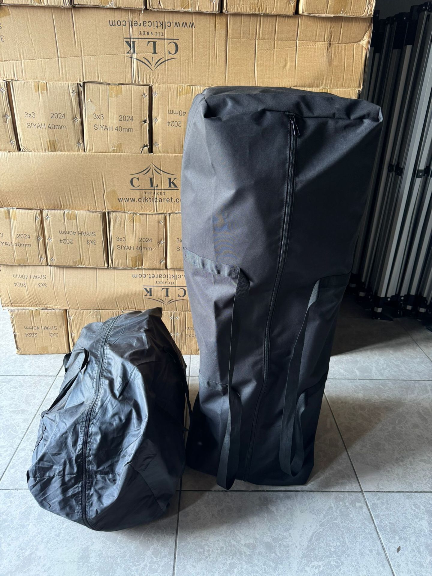 CLK 3x3 mt Kısa Bagaj Boy 115 cm Gazebo Portatif Kamp Çadırı Açık Gri