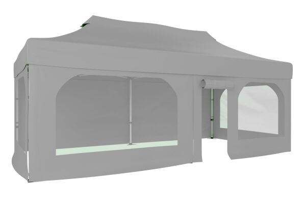 CLK 3x6 40mm Alüminyum Katlanabilir Tente Gazebo Çadır  2 Yan Pencereli 1 Yan Aksesuarsız 1 Yan Kapı ve Pencereli