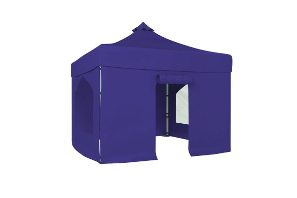 CLK 3x3 52mm Kalın Alüminyum Katlanabilir Tente Gazebo Çadır 4 Yan Kapalı 2 Camlı 1Kapılı Tam Duvarlı